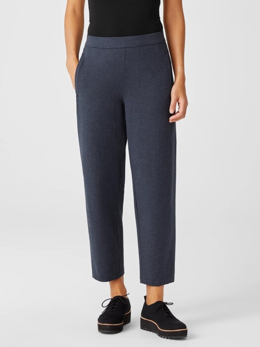 Eileen Fisher Organic Cotton Melange Crepe Lantern Pant XL Blue Minimalist Artsy